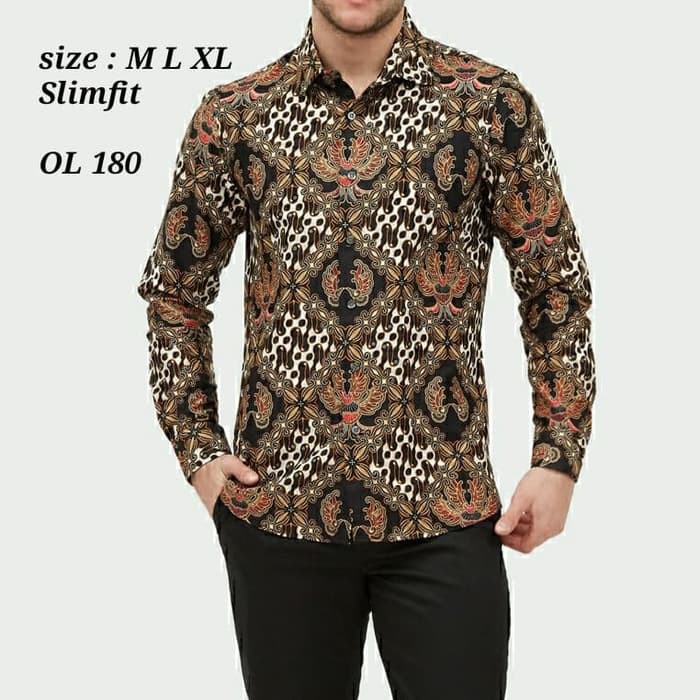 Unik Batik pria  kemeja slimfit pria baju batik cowok merk Odza OL 180 Berkualitas