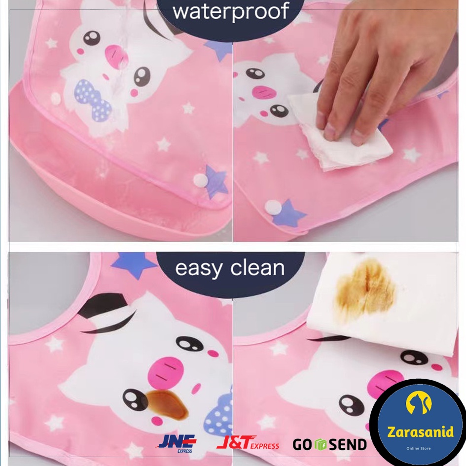 Celemek Bayi Anti Air Apron Makan Bayi + Wadah Silikon Baby Slabber