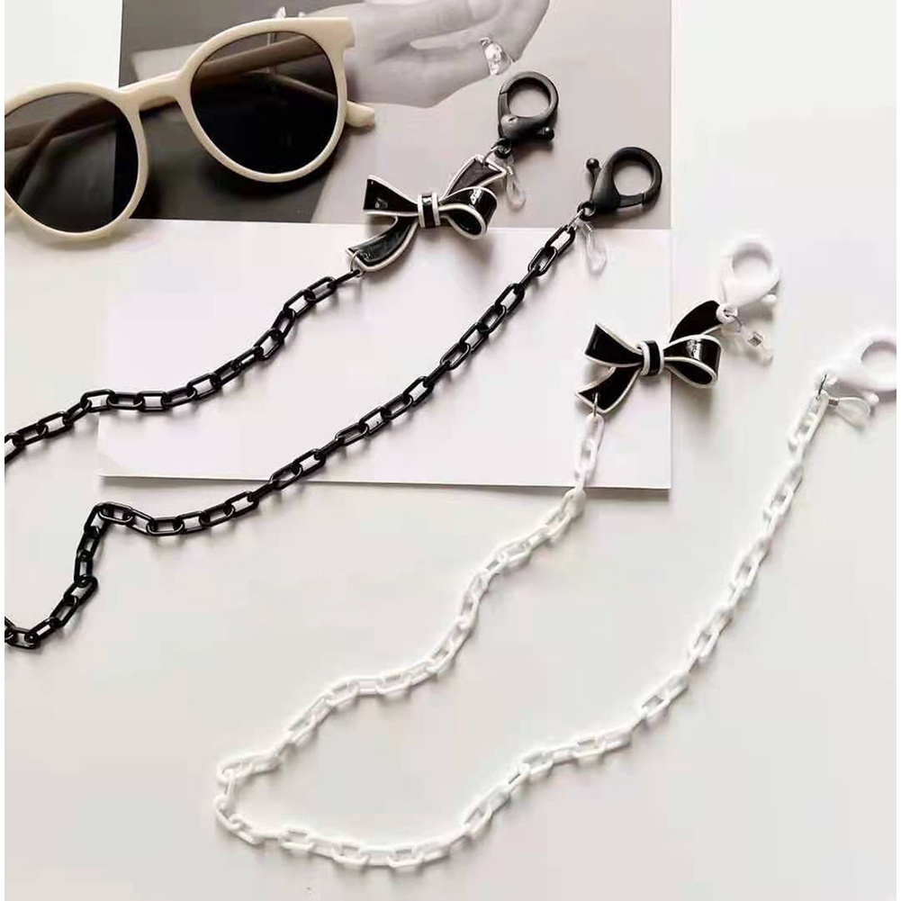 Tali Lanyard Rantai Kacamata Headphone Masker Bahan Akrilik Anti Hilang Warna Hitam Putih