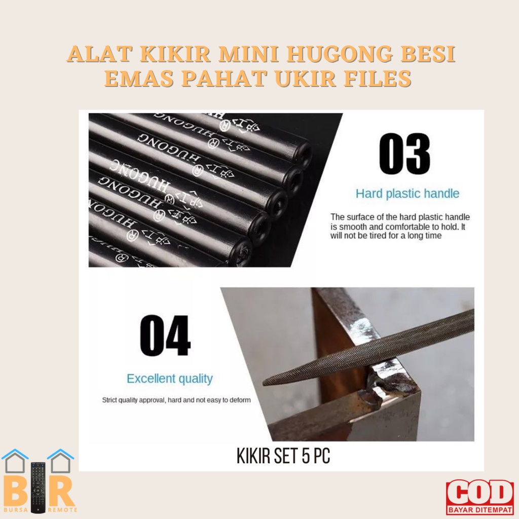 Alat Kikir Mini HUGONG BESI EMAS PAHAT UKIR FILES 3 4 dan 5 mm (10 PC )