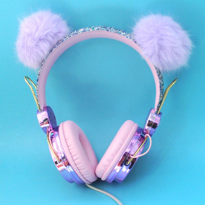 Headphone Kabel Unicorn Dengan Mikrofon headset anak hadiah/UNICORN LIMITED EDITION/bulu gliter