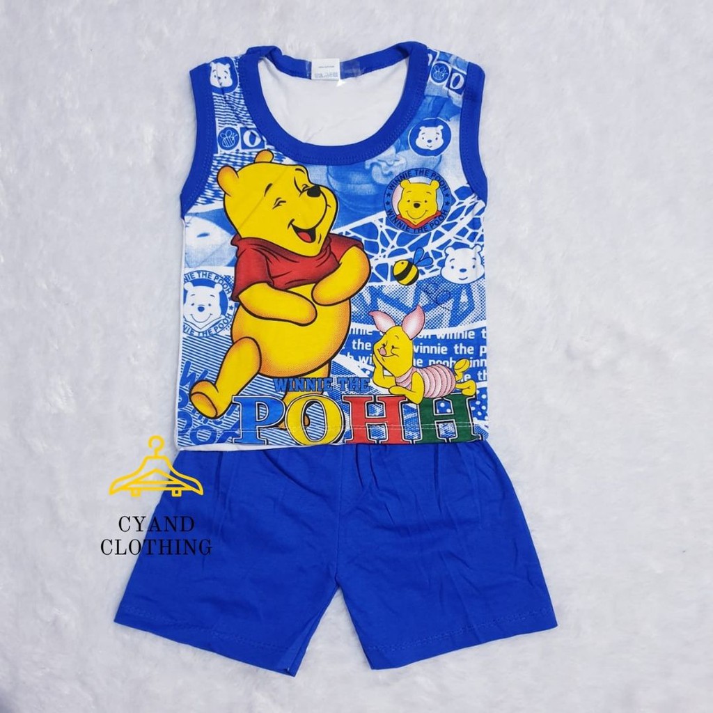 setelan pakaian oblong anak cowo motif winnie the pooh