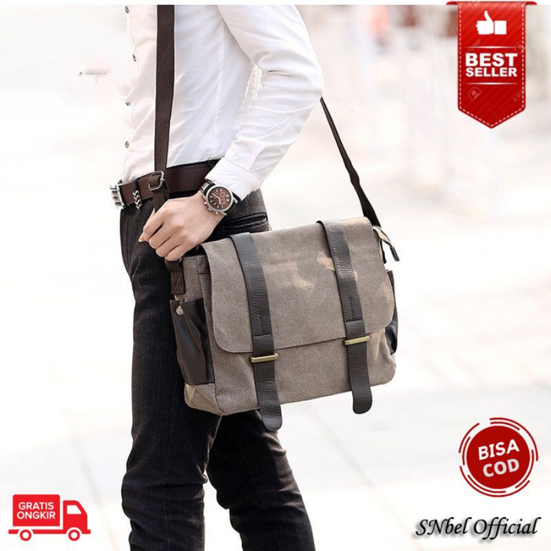 Tas Selempang pria tas Sandang Samping Kanvas Import Pria Cowok Distro original Murah 2642