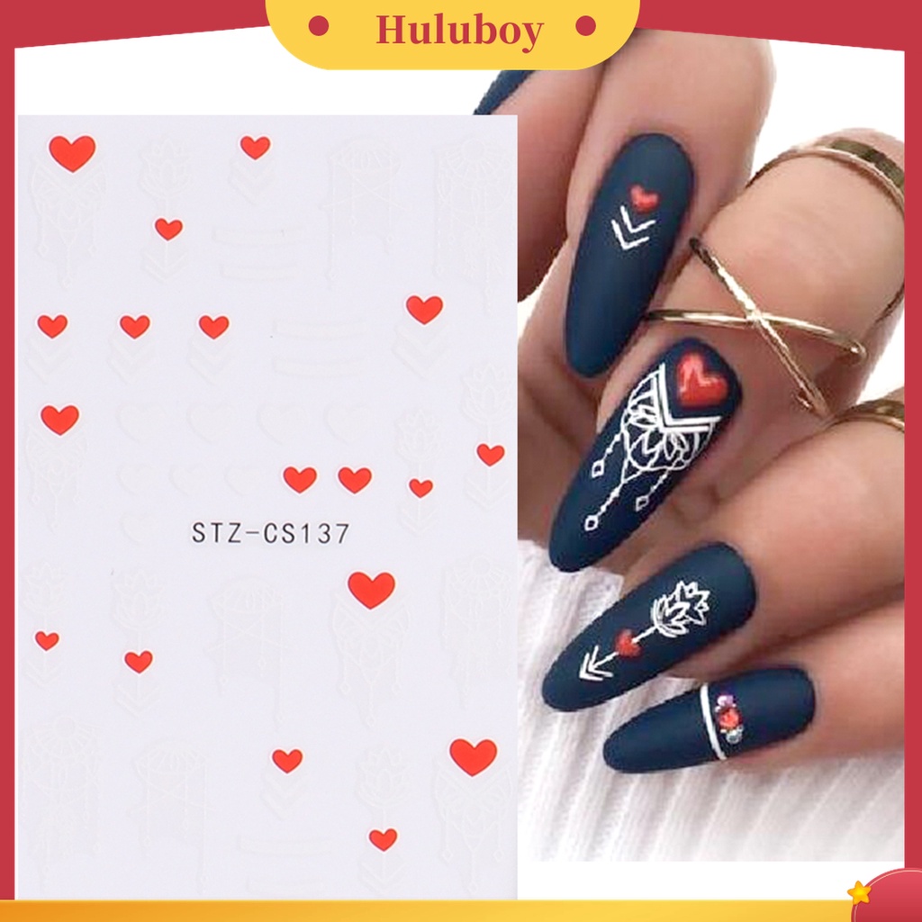 Huluboy Huluboy♡ Stiker Kuku Bahan Kertas Gaya Perancis Untuk Dekorasi Nail Art Wanita