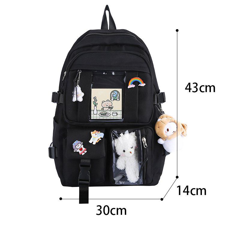 TAS SEKOLAH SD SMP BAHAN KANVAS GRATIS PIN DAN GANTUNGAN BONEKA LUCU/READY STOCK MODEL TERBARU KEKINIAN BEST SELLER/TAS ANAK IMPORT MODEL KOREA