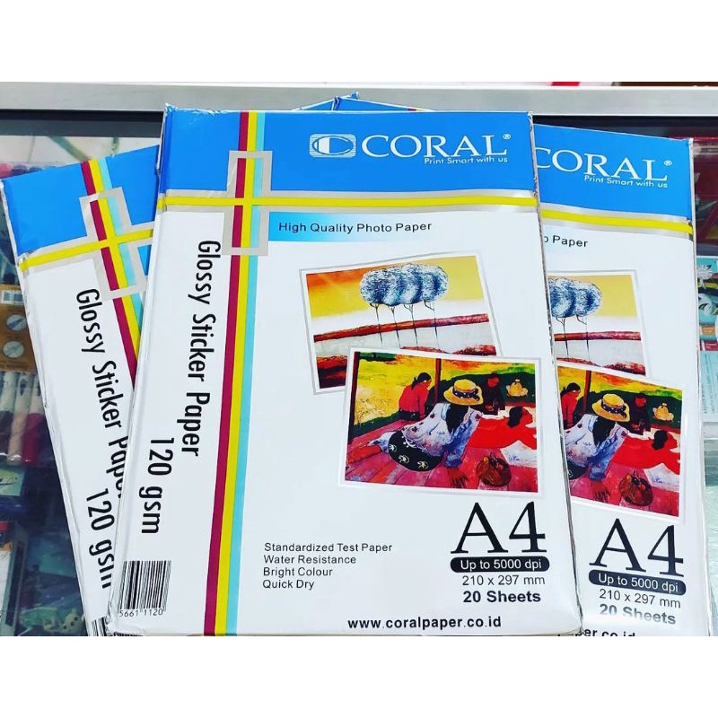 

GLOSSY STICKER PAPER 120 GSM CORAL