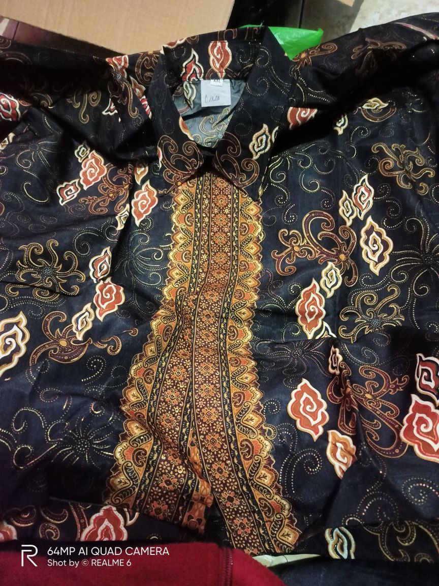 Kemeja Batik Lengan Panjang/ Hem Batik/ Batik Pria Motif Mega Mendung/ Tanjung Pink