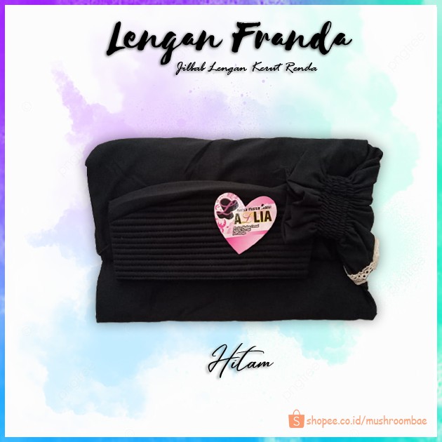 Jilbab Lengan Franda Hijab Lengan Syari Renda by Azlia-Hitam