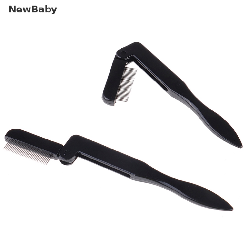 NewBaby Foldable eyelash comb metal eyebrow brush tool mascara separator lash curl black ID