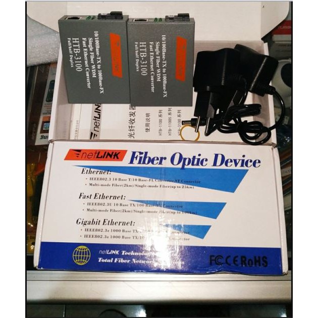 HTB-3100 HTB Konverter Fiber Optik 1 Pasang A Dan B Fiber To Lan
