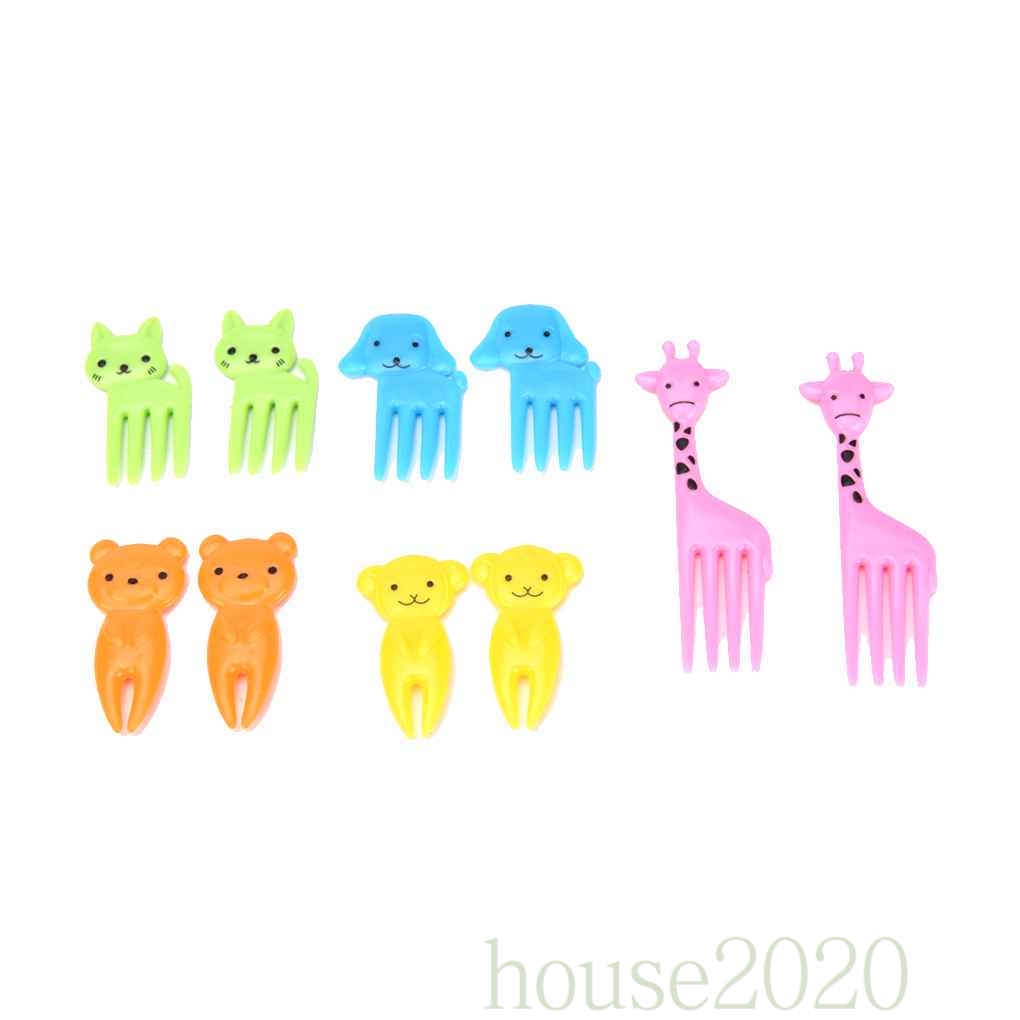 [house2020]10pcs Animal Fruit Fork Mini Cartoon Children Snack Cake Dessert Food Fruit Pick Toothpick Lunches Decor Random Color