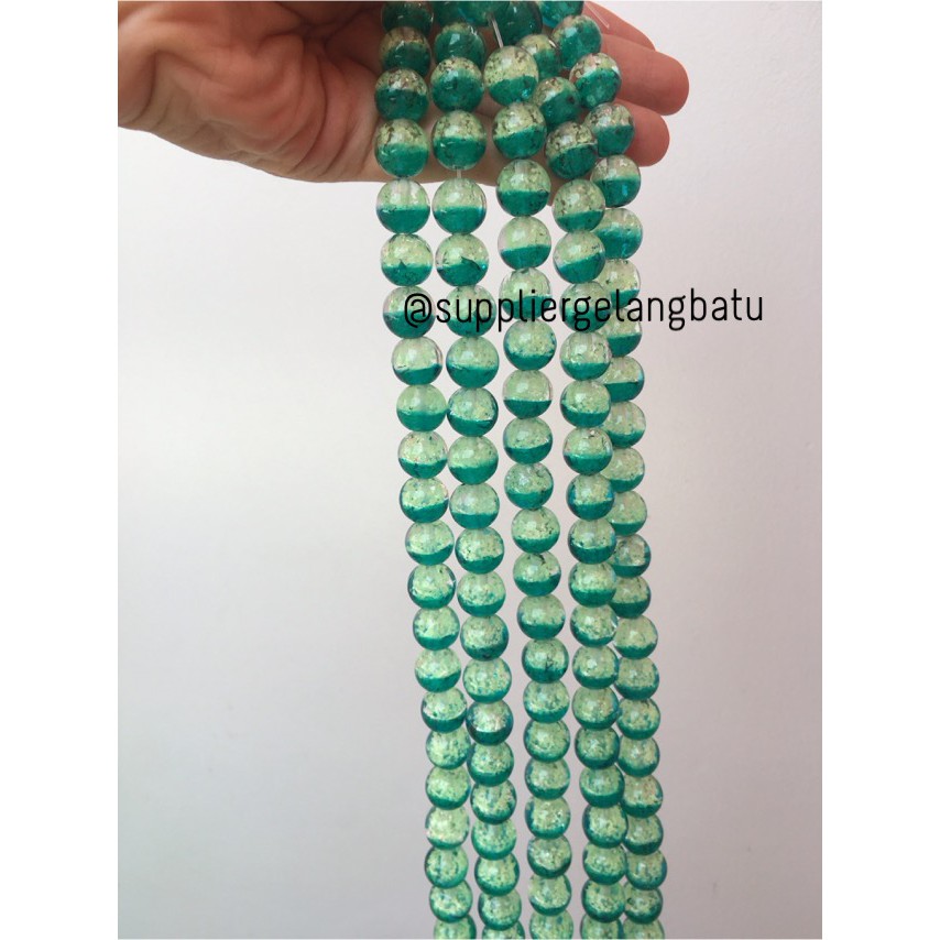 Manik Kristal Hijau Tosca Tua 12mm Glow In The Dark Fosfor Bahan Acc grosir kerajinan craft beads