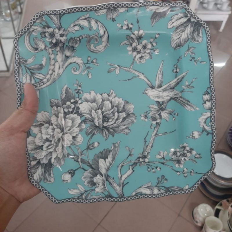 ADELAIDE SALAD PLATE PIRING KERAMIK KOTAK SANGO MOTIF BURUNG ANTIK KLASIK CLASSIC VINTAGE JADUL