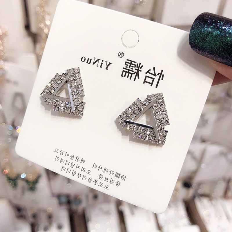 Sterling silver jarum Berlian geometris sudut anting-anting perhiasan semua sesuai dengan kepribadia