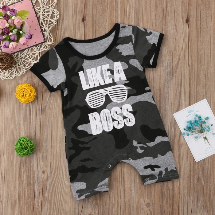 baju bayi loreng-loreng jumper like a boss pendek for baby NB-2 tahun import murah