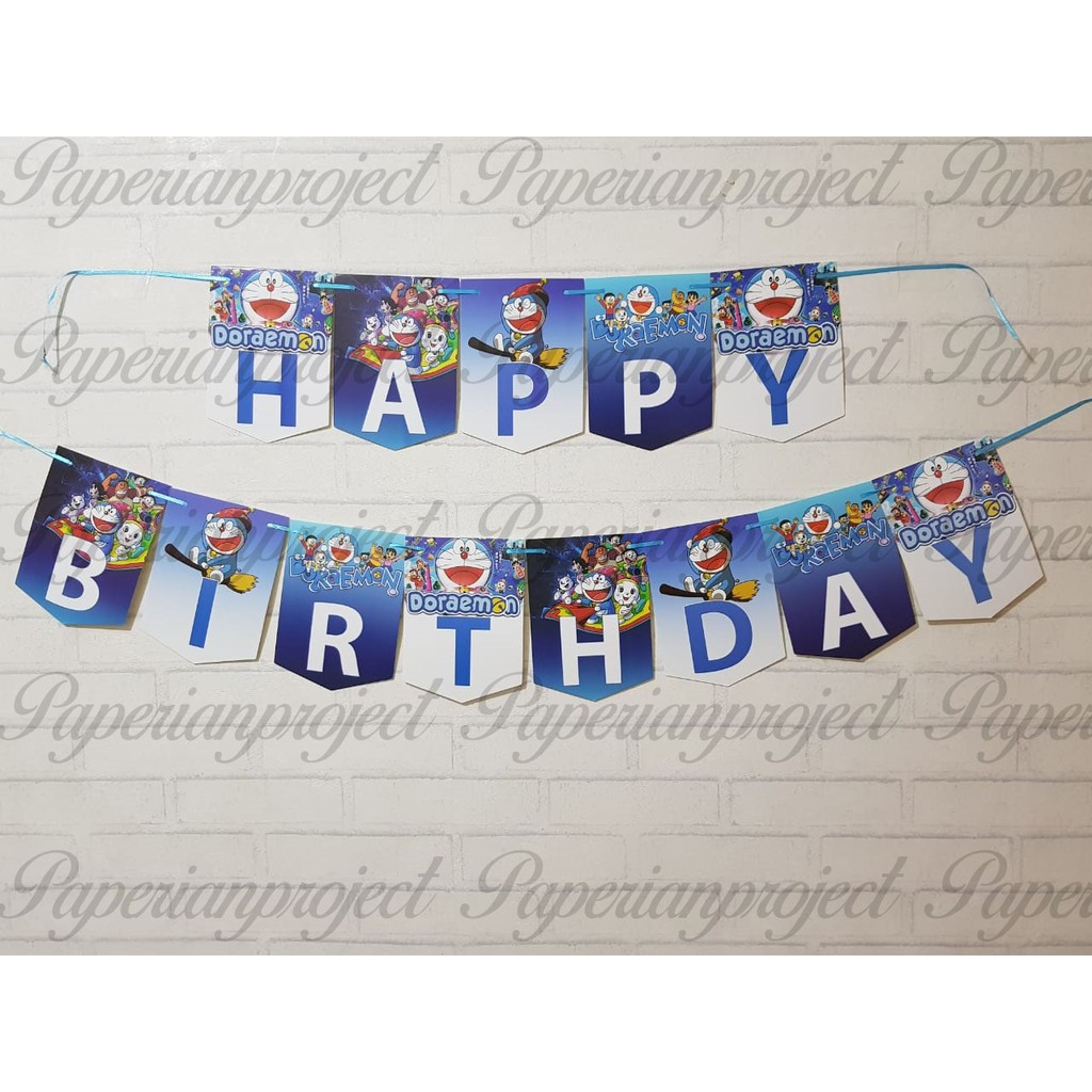 Bunting Flag / Banner Flag Happy Birthday Doraemon