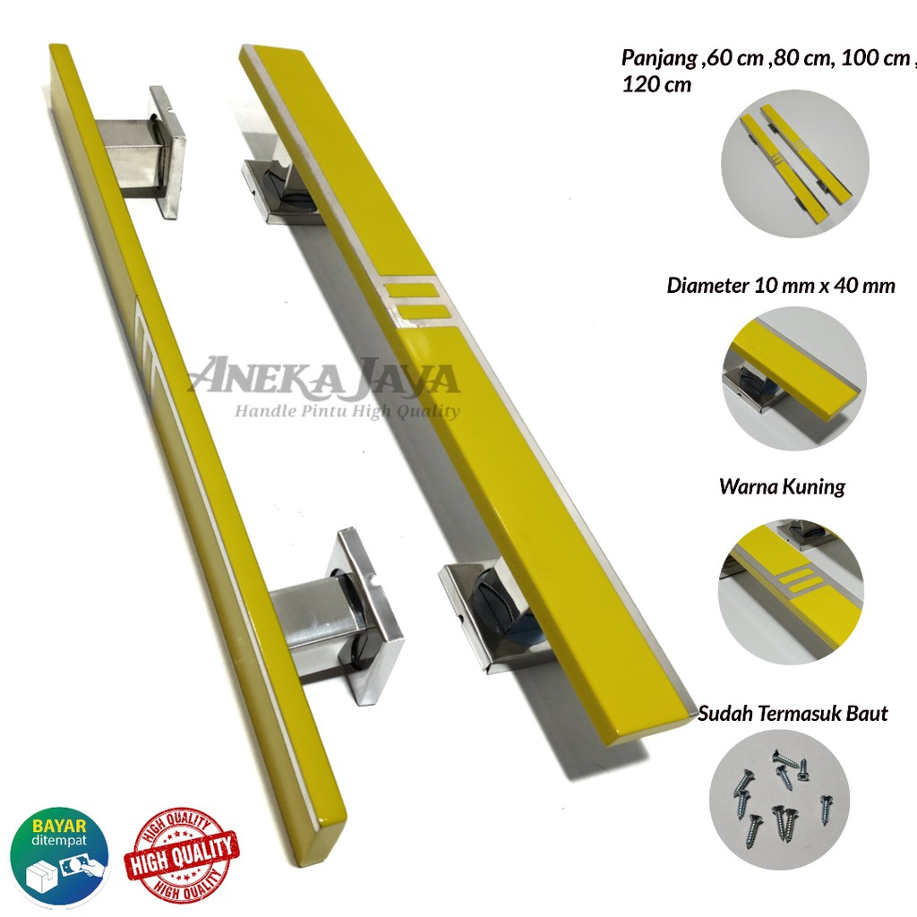 Handle Pintu rumah 60 cm 80 cm 100 cm 120 cm  / Tarikan Pintu / gagang Pegangan Pintu rumah kuning