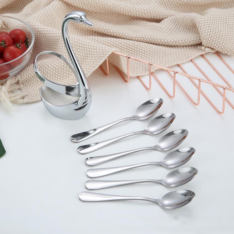 Sendok Garpu Set Stainless Alat Makan Buah Plus Tempat Sendok Stainless Angsa Bracket Sendok Garpu Elegant Swan Bracket