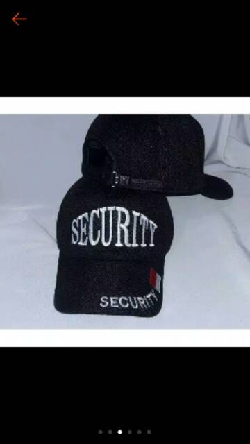 Topi security hitam tulisan merah putih topi satpam