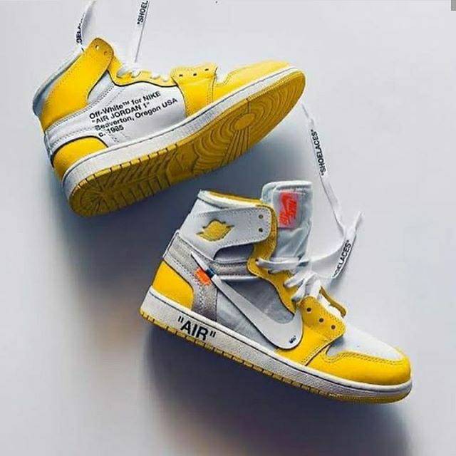 Sepatu Air Jordan 1 Off white "Canary Yellow" Kuning Putih Premium original sneakers