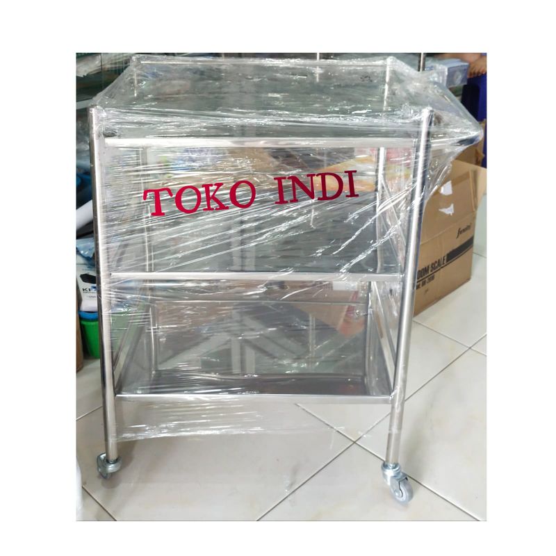 Meja Instrumen 3 Tingkat Rumah Sakit,Klinik,Praktek/Troly Instrumen/Trolley Instrumen 3 Tingkat STAINLESS