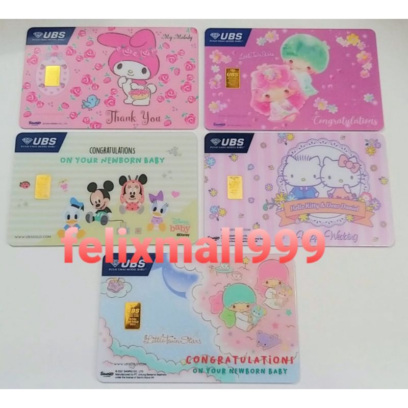 GIFT SERIES UBS DISNEY 0.25 GR HAPPY WEDDING BIRTHDAY THANK YOU MICKEY MINNIE DAISY CONGRATULATIONS 
