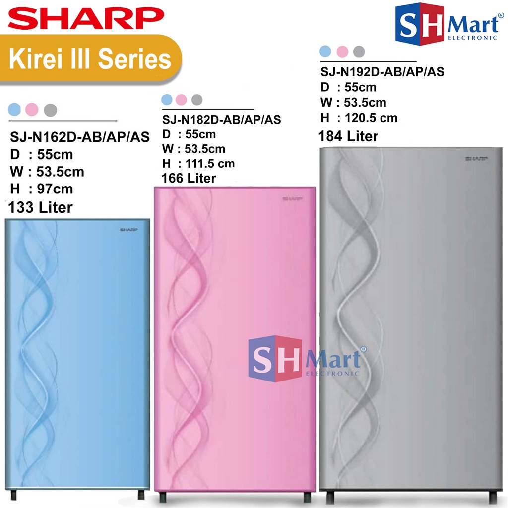 KULKAS SHARP 1 PINTU SJ-N162DA / SJ-N182DA / SJ-N192DA SAKURA SERIES GARANSI RESMI (MEDAN)