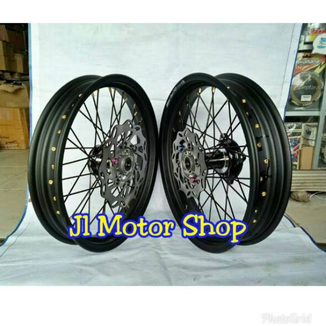 WHEELSET - Paket Velg Supermoto Super Moto KLX S L G BF - D-Tracker 150 BAN MAXXIS IRC ZENEOS