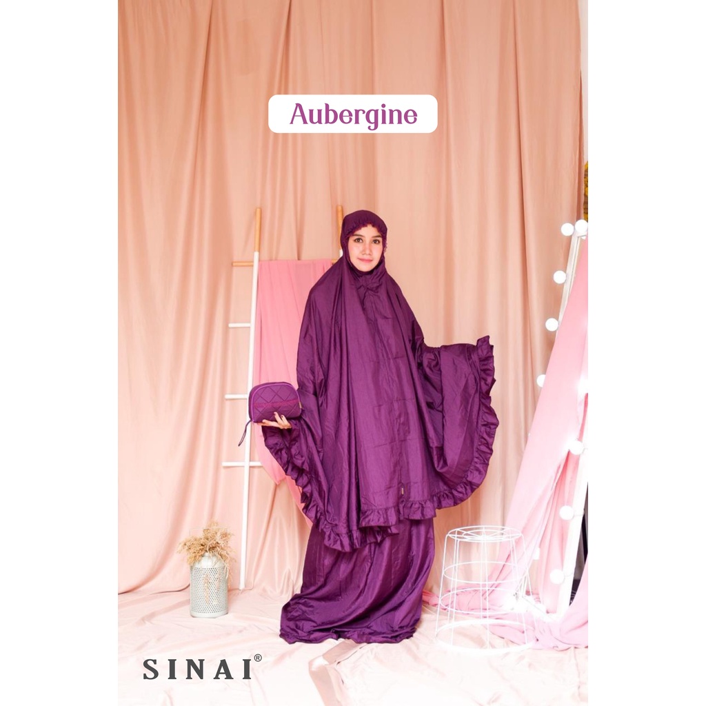 Mukena Parasut Premium Aubergine Ungu Sinai Wanita Dewasa Fashion Muslim Jumbo Big Size XXL Travel T
