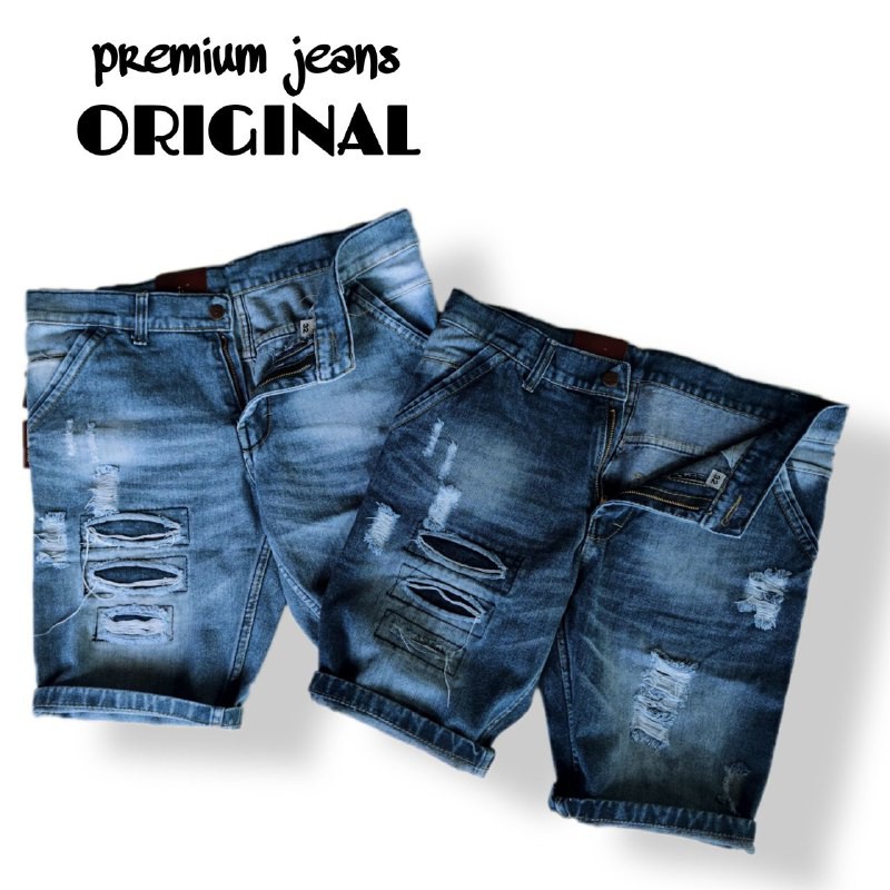 Celana jeans Pendek Sobek Pria Size 27-38