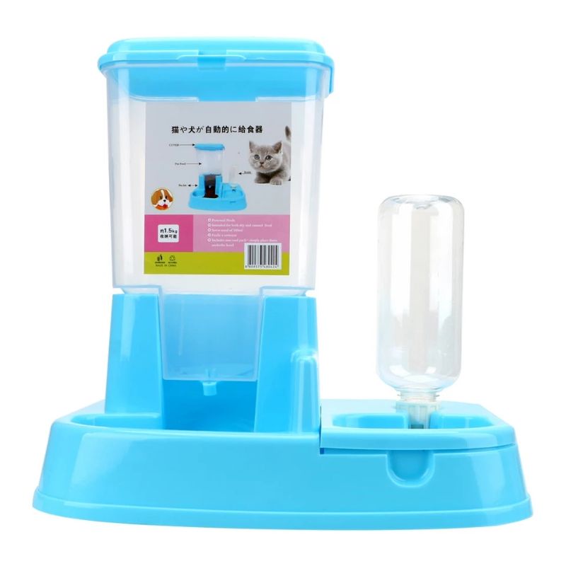 Tempat Makan Anjing Kucing Automatic Pet Food Dispenser PET0640 - Blue--MierrPet Home