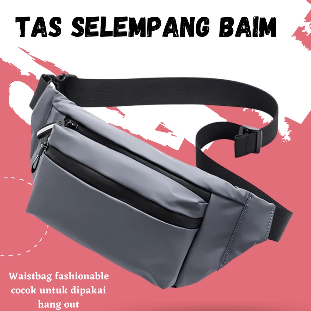 TERBARU!! Tas Selempang BAIM Pria Waistbag Slempang Kulit Tas Pinggang Cowok Waist Bag Tas Bahu Cowo