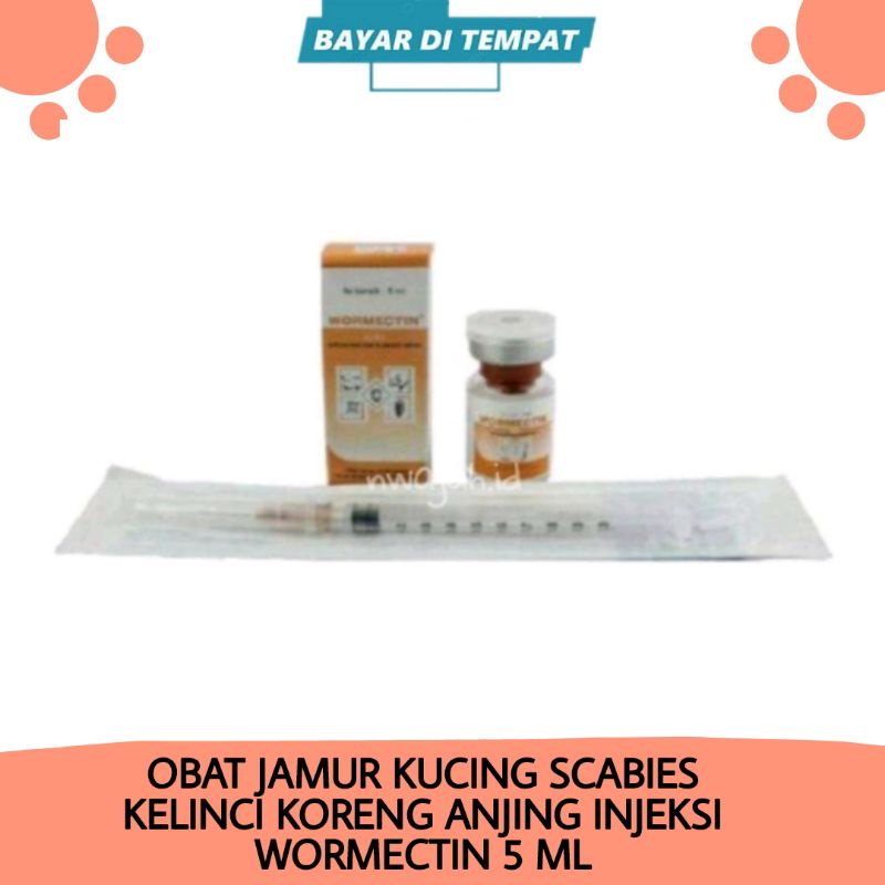 OBAT JAMUR KUCING SCABIES KELINCI KORENG ANJING INJEKSI WORMECTIN 5 ML