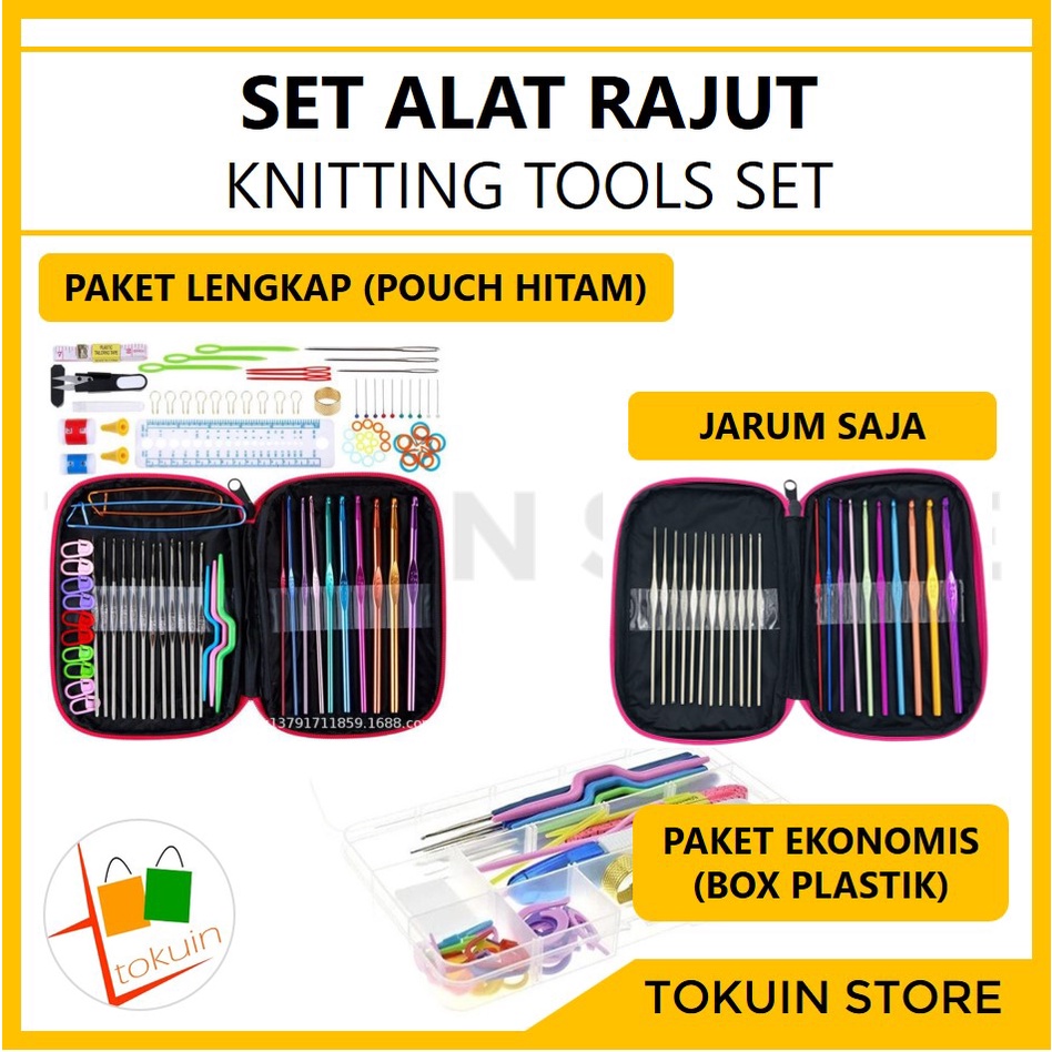 Set Alat Rajut Hakpen Rajut Crochet Kit Jarum Rajut Jahit Knitting Set