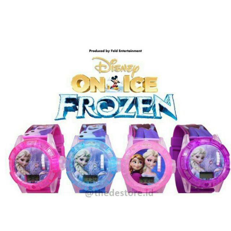 (Grosir)Jam Tangan wanita Anak&quot; Laser Frozen Melody Strap rubber(Terima cod)