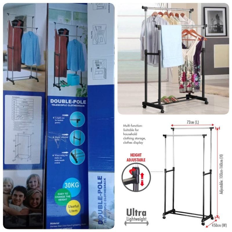 Mini Baju Double Root/ Rak Baju Gantung Double