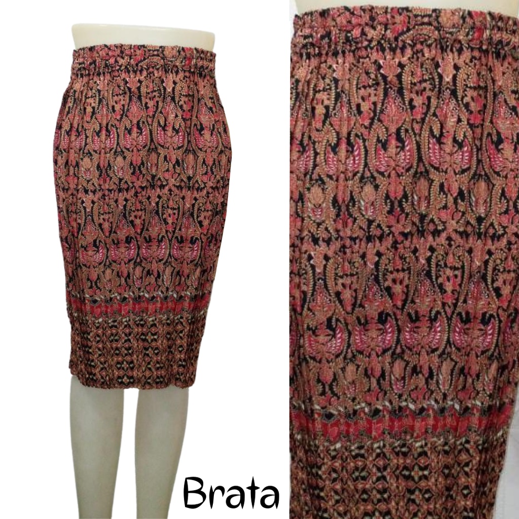 Rok Plisket pendek bawahan kebaya batik, Rok span pendek paya