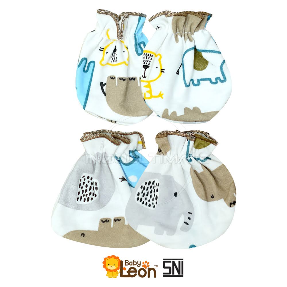 2in1 Sarung Tangan + Sarung Kaki Bayi Newborn BABY LEON DS-121 Sarung Tangan Dan Kaos Kaki Baby New Born Pelindung Tangan dan Kaki Bayi Baru Lahir