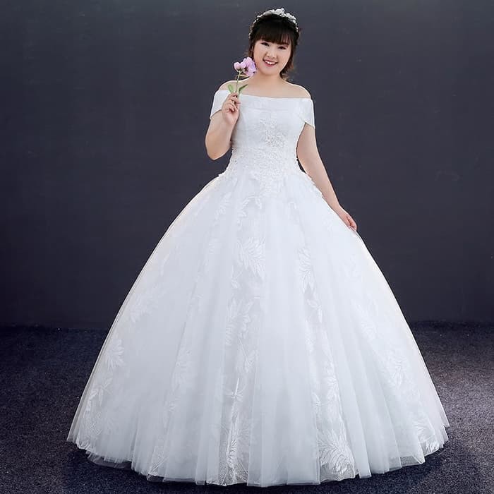 Gaun Pengantin 0310918 Putih Sabrina Big Size Wedding Gown
