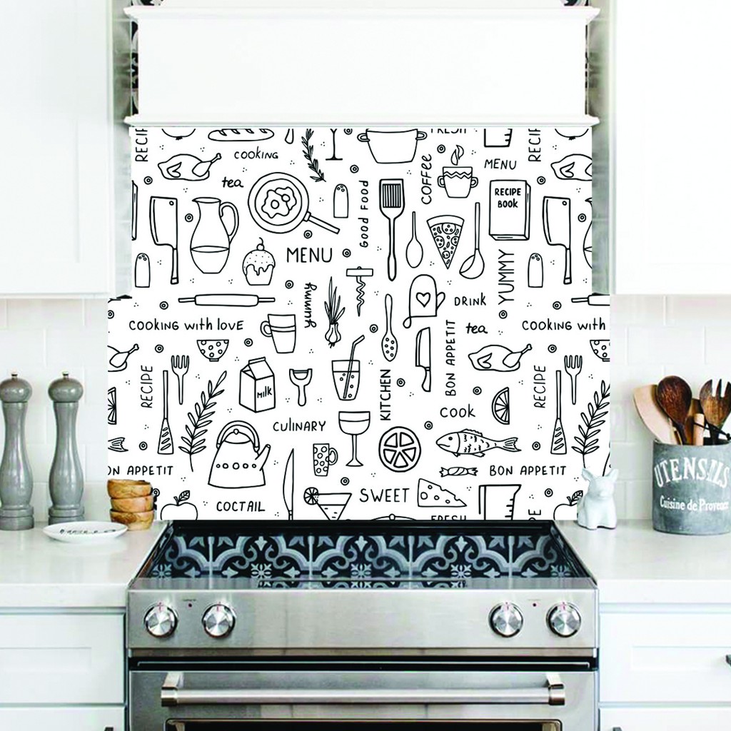 Wallpaper Sticker Dinding Dapur Anti Air/ Anti Panas/ Anti Minyak Backsplash Kitchen
