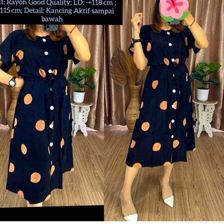 Terbagus.. Daster rayon adem Andin firall motif polkadot