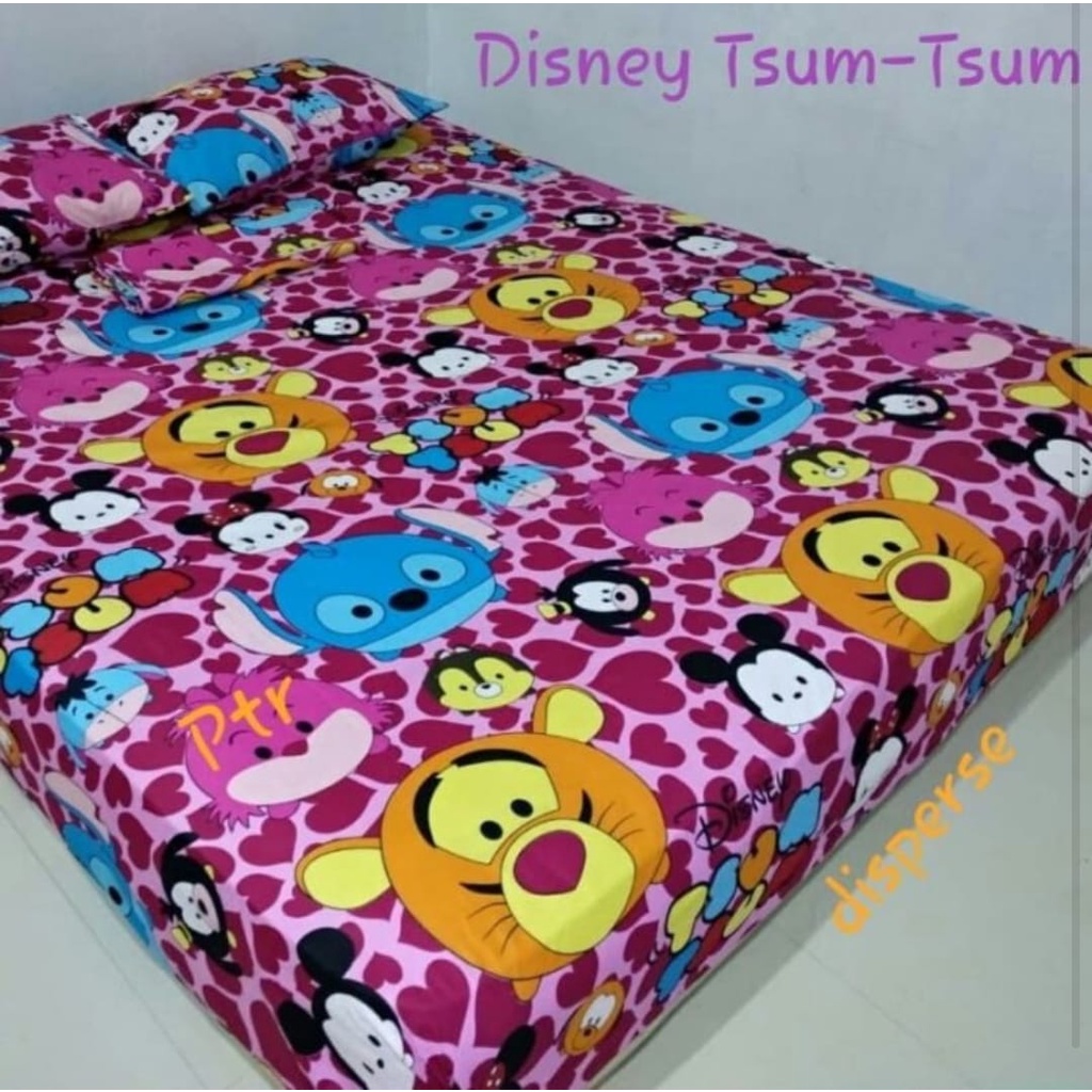 PROMO!!! SPREI SET KARAKTER KOREA BERIKUT DENGAN SARUNG BANTAL &amp; GULING TERBARU BT21 TERLARIS UKURAN 180X200 BISA BAYAR DI TEMPAT ( COD )