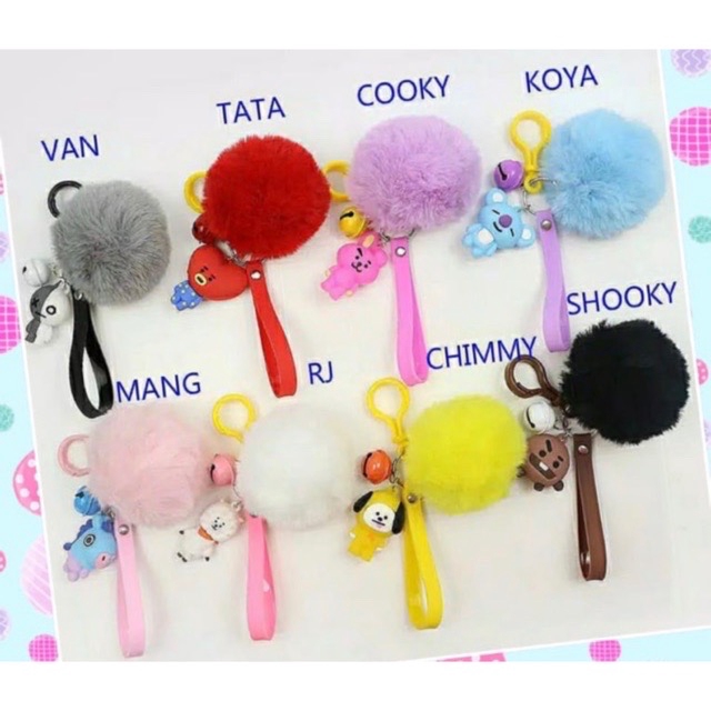 GALYA❤️GANTUNGAN KUNCI BT21 BTS BULU EDITION KPOP KOREA KEYCHAIN LONCENG EDISI KARAKTER LUCU
