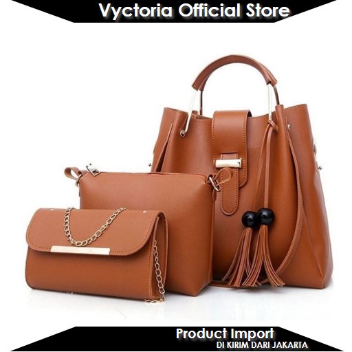 (COD) Vyctoria VOS3015 Tas Selempang Wanita 3in1 Fashion Import Promo BQ1889 BTH3015 GT1603 CR7210 LT1205 1889 1205 1603 7210 3015