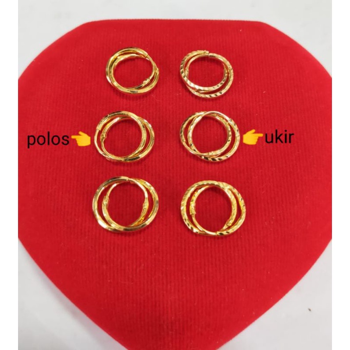 ANTING BULAT PERAK 925 LAPIS EMAS 24K