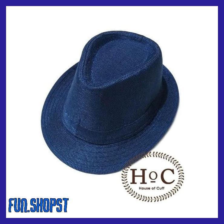 HOUSEOFCUFF TOPI FEDORA HAT FEDORA HAT BLUE FLUX