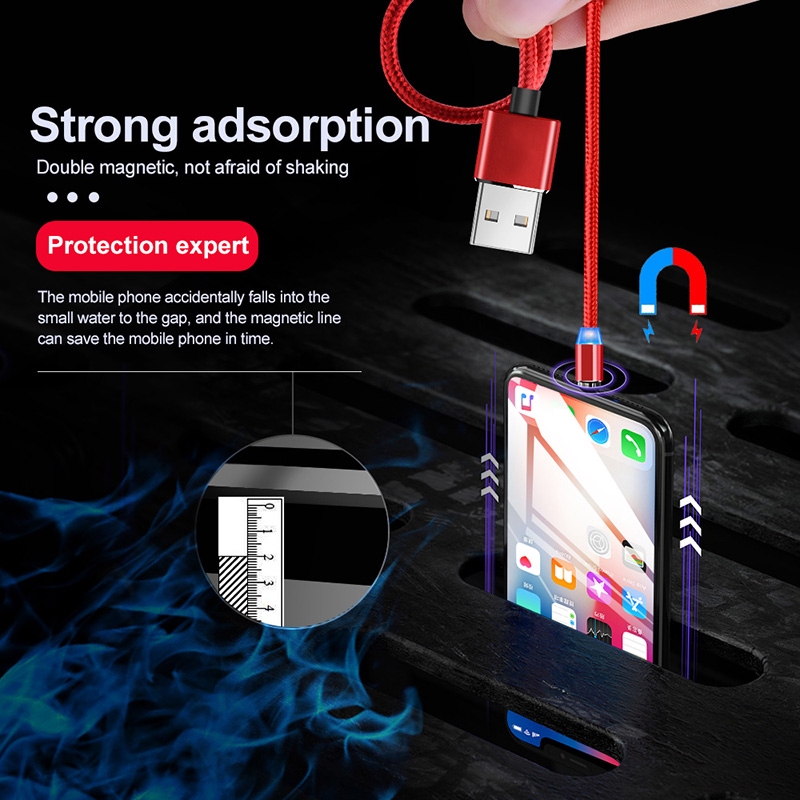 Kabel Charger USB Tipe C Magnetik Dengan Lampu LED Untuk Ip Samsung Millet