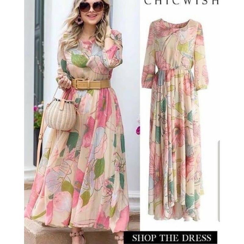 RESTOCK DRESS MAXI DUBAI PINKY IMPORT BKK-1