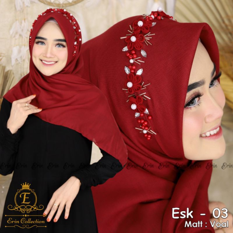 SEGIEMPAT VOAL PERMATA ESK 03/HIJAB PESTA/HIJAB SEGIEMPAT PAYET