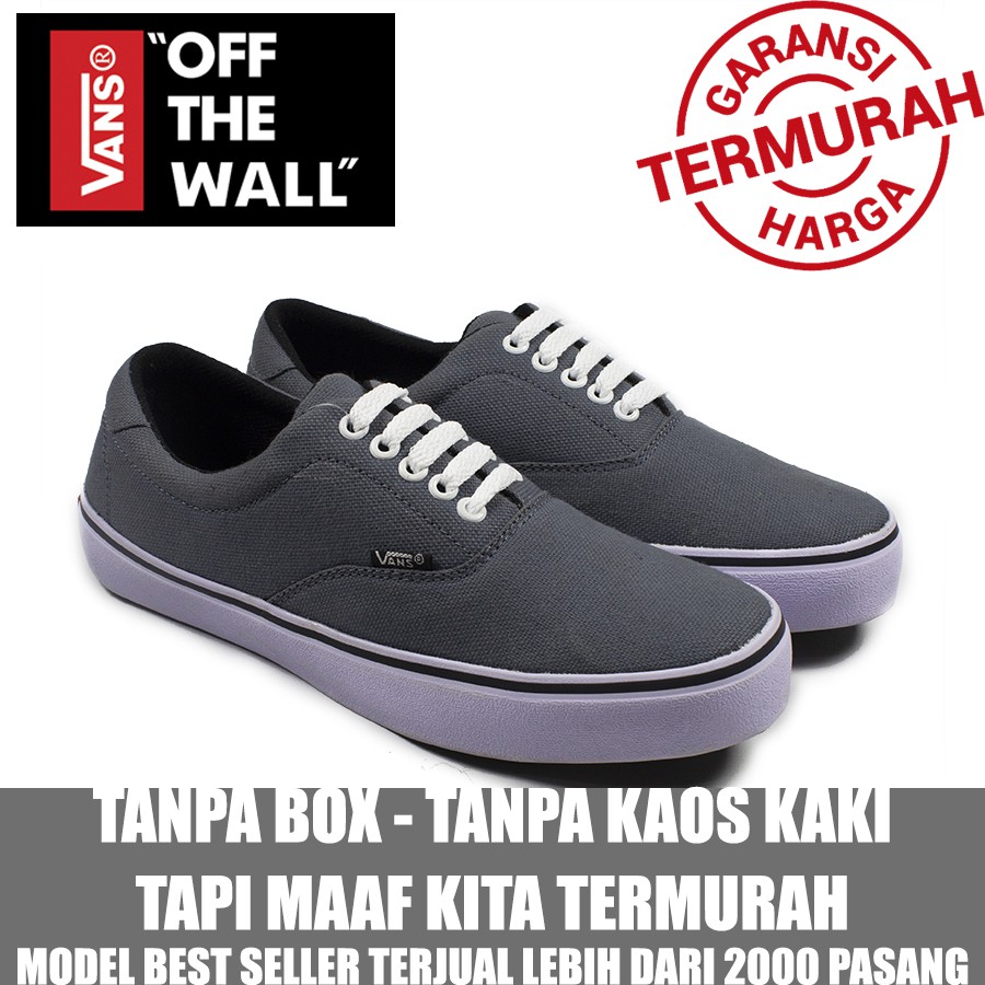 CUCI GUDANG !!! Sepatu Sneakers Pria Vans  Era Authentic Grey Casual Kets Sekolah TANPA BOX GROSIR